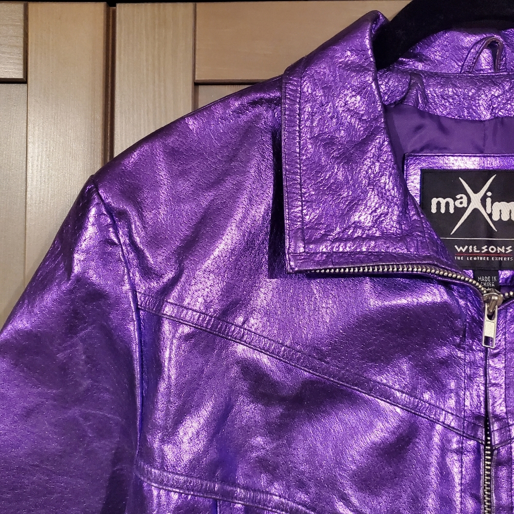 Vintage 90s metallic purple leather jacket